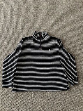 Ralph Lauren Navy & White Striped Polo Quarter-Zip